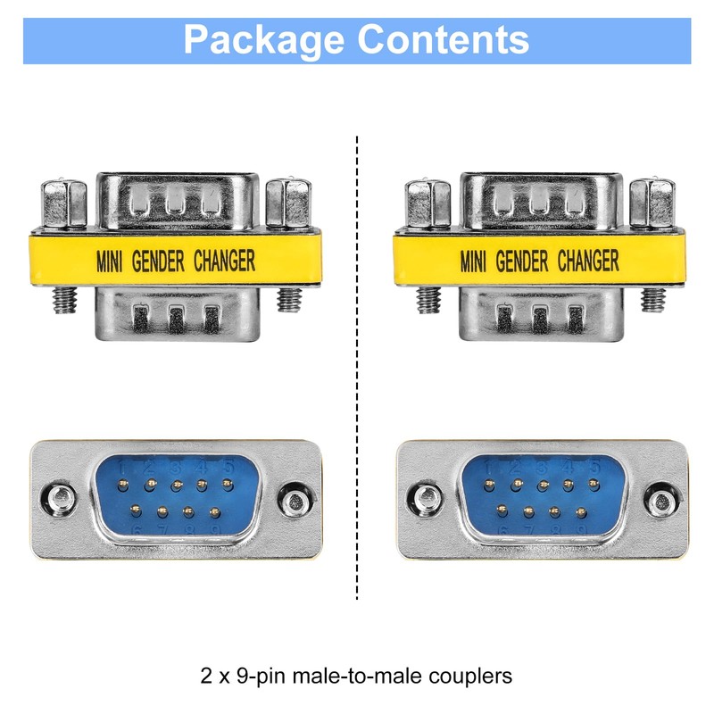ENUODA 2 Pack Gender Changers 9 Pin Male to Male