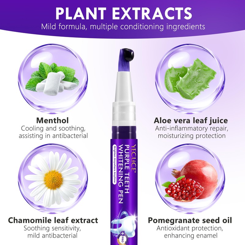 Teeth Whitening Pen 6 Pack, Professional Purple Teeth Whitening Gel