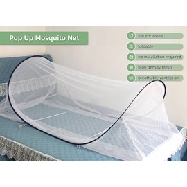 Gugxiom Foldable Mosquito Net, Mosquito Net Up for Single Bed, Portable Travel Mosquito Net for Bedroom, Outdoor, Camping (Black)