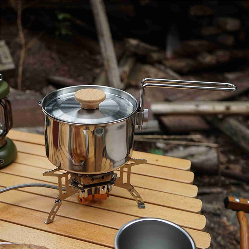 Camping Pot 304 Stainless Steel Portable Camping Kettle with Foldable