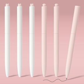 BAYTORY 6Pcs Rotatable Gel Pens, Aesthetic Pen Black Ink Quick Dry, 0.5mm Fine Point Pen, Rolling Ball Pen Smooth Writing for Journaling School Office Supplies (Pink)