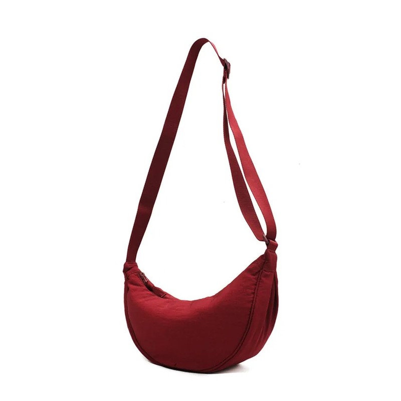 Nylon Crescent Crossbody Bag for Women – Lightweight Slouchy Hobo