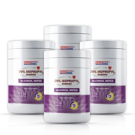 Germisept 70% Isopropyl Alcohol Wipes - First Aid Cleansing Cloths & Wipes - Bulk Buy (4 X 150 Canisters = 600 Wipes)