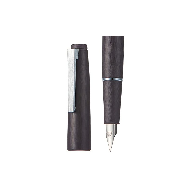 Jinhao 80 - Pluma estilográfica de fibra de carbono cepillada,