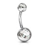 Double CZ Gem Belly Navel Ring 14g 7/16"