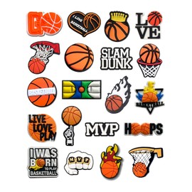 Sports Ball Shoe Charms for Clog Shoe, Baseball Basketball Soccer Football Softball Volleyball Shoe Charms for Shoe & Bracelet Wristband Party Gifts (basketball 20 pcs)
