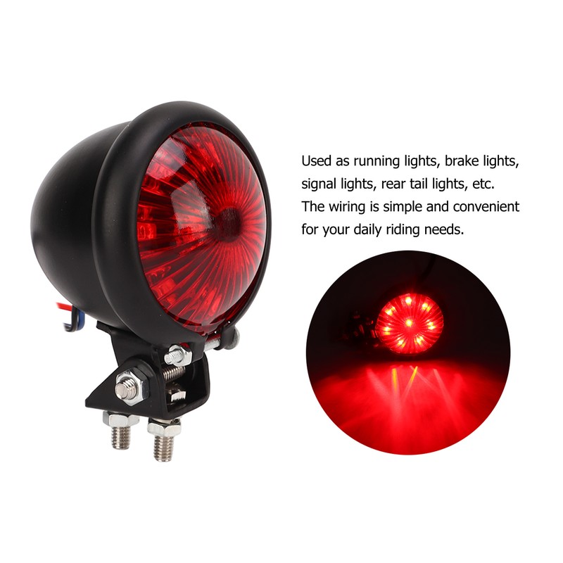 Motorcycle Retro Round LED Taillight Brake Running Light Universal for