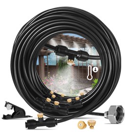 BYDREM Misting Cooling System, Misters for Outside Patio, 33FT (10M) Misting Line+8 Brass Misters+Metal Adapter(3/4"), Water Misters for Cooling Backyard, Garden, Greenhouse, Gazebo, Trampoline