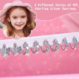 LOYALLOOK Women's Hoop Earrings, Popular, Cute, Silver, 925, Hypoallergenic, Pink, White, Purple, Blue, Zircon Stylish, Women's, Cute, Everyday Earrings, Accessories, Ring Earrings, No Gemstone