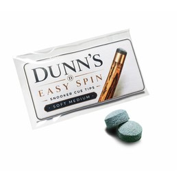 Dunn's Easy Spin snooker cue tips, soft-medium leather pressed tips, for billiard or pool cues, 10mm tips, set of 2 tips