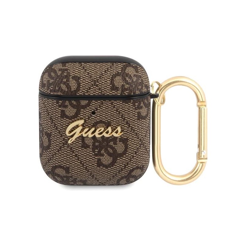 Guess GUA24GSMW Case for AirPods Brown 4G Script Metal Collection