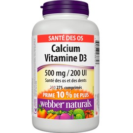 Webber Naturals Webber Naturals Calcium Carbonate with Vitamin D3, 275 Tablets, Helps Support Bones and Teeth