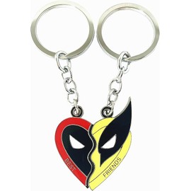 Pack of 2 Deadpl and Wolvers Key Chains, Best Friends Mask Design, Gift for Fans of Superheroes, Lightweight Pendant for Keys, Bags, Backpacks Accessory for Men and Women, Yellow and red