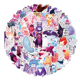 60 Stück Tiersprüche Aufkleber, ästhetische Aufkleber für Wasserflasche, Laptop, Scrapbook, Tagebuch, wasserdichte Vinyl Aufkleber für Erwachsene und Jugendliche