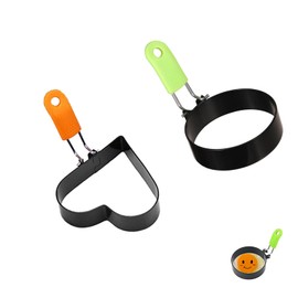 Fried Egg Mould,2PCS Eggs Egg Rings Egg Rings for Frying Stainless Steel Egg Ring Molds with Anti Scald Handle and Oil Brush Non Stick Circles for Fried Egg Frying,Breakfast Household Kitchen Cooking