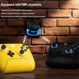 8BitDo Ultimate 2 Bluetooth Controller with TMR Joysticks for Switch, Windows PC, Gaming Controller with Switchable Hall Effect/Tactile Triggers, RGB Fire Ring, Charging Dock,Vibration and Motion control, Yellow