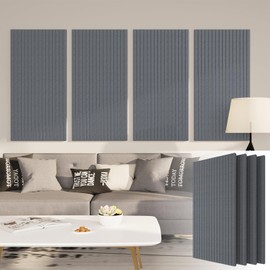 4 Pack Large Acoustic Panels (48x24x0.4in), Self-Adhesive Soundproof Wall Panels for Noise Cancelling, Polyester Sound Dampening Panels for Walls, Decorative Sound Proof Panels for Bedroom Absorbing