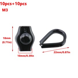 Antrader M3 Simplex Single Bolt Wire Rope Clips and M3 Stainless Steel Thimble for 1/8" Diameter Wire Rope,(10Pc+10Pcs)