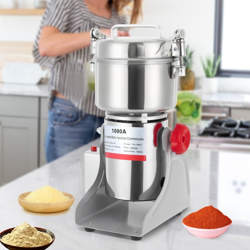 CUBELLIN Electric Grain Grinder Stainless Steel Spice Grinder Commercial Grain