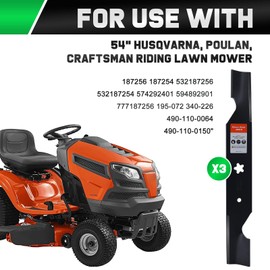 Grasscool Z254F 54 inch High Lift Blades for Hus qvarna 187256 532187256 532187254 Z254 MZ54 RZ5424 RZ5426 YTH26V54 YTH2454 YTH24V54 LGT2654 LGT2554 54''Deck Lawn Mower