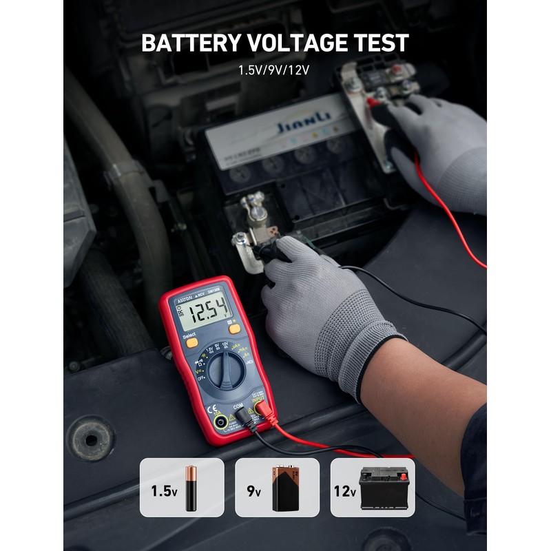 AstroAI Digital Multimeter, Voltmeter 1.5v/9v/12v Battery Voltage Tester Auto-Ranging/Ohmmeter/DMM with