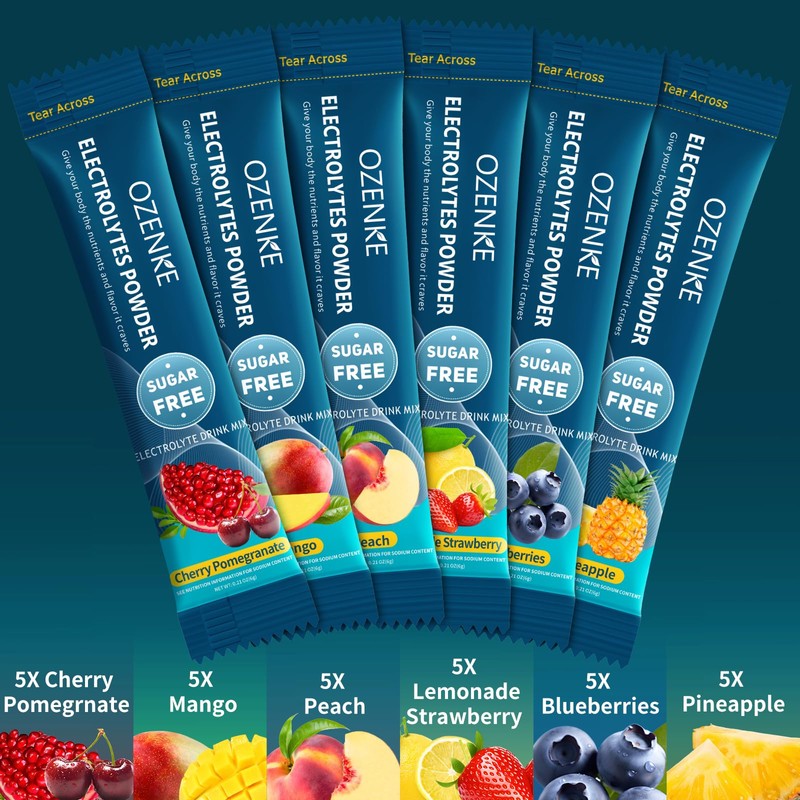OZENKE OZENKE Electrolytes Powder Packets, 30 Sticks Sugar Free Hydration