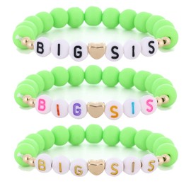 Taouzi Big Sister Bracelet for Women Big Sis Gift Colorful Beads Bracelet Announcement Bracelets for Women 3PCS Style 2