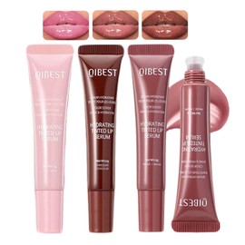 3Pcs Tinted Lip Balm Set,Hydrating Plumping Pink Nude Red Glossy Lip Gloss,Long-lasting Nourishing High Shine Instant Moisture Liquid Lipstick for Women