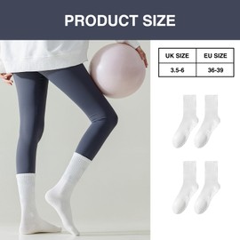 Landrain 4 Pairs of Grip Yoga Socks Pilates Non-Slip Grippy Socks Women Pilates Socks (White), White, 39