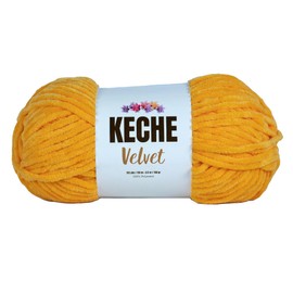 Keche Velvet Yarn for Crocheting, Soft Chenille Bulky Baby Blanket Amigurumi Yarn 100 gr (132 yds) - Honey