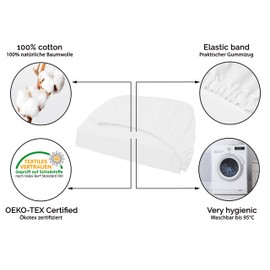 ZOLLNER Fitted Sheet 100% Cotton, Bridge Approx. 20 cm, Approx. 180 x 200 cm, White