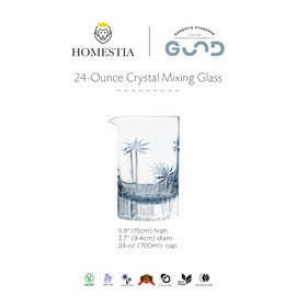 Homestia Crystal 24 oz Cocktail Mixing Glass, Seamless Cocktail Stirring Glass Bar Mixing Glass Mixing Pitcher Cocktail Mixer, Large Old Fashioned Glass with Thick Bottom