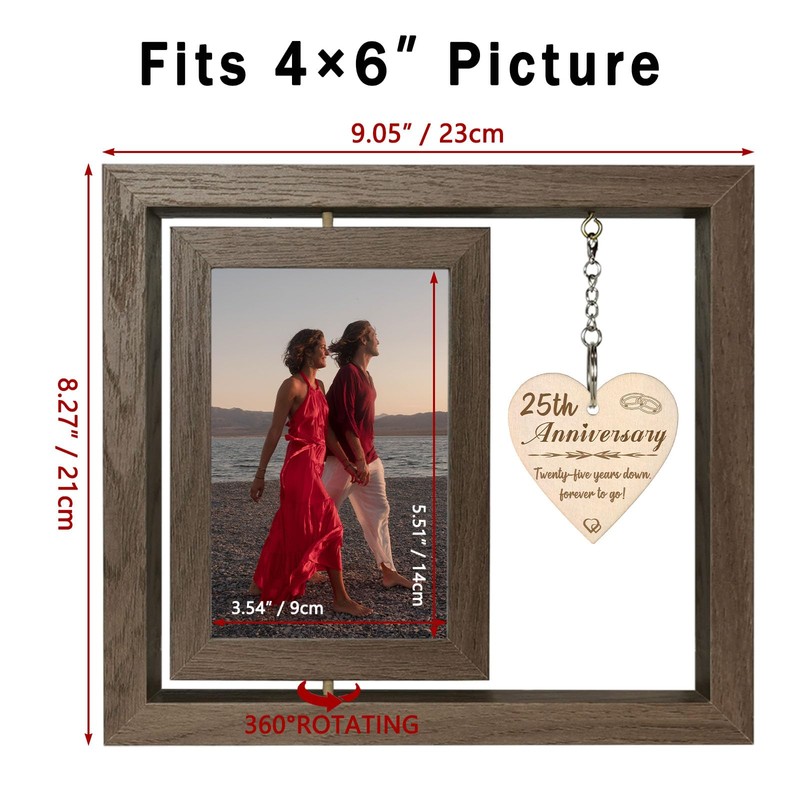 25th Wedding Anniversary Wood Photo Frame Gifts Silver Anniversary for