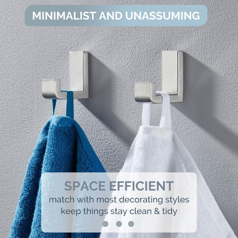 Angle Simple Towel Hook Brushed Nickel 2 PACK, 304 Stainless