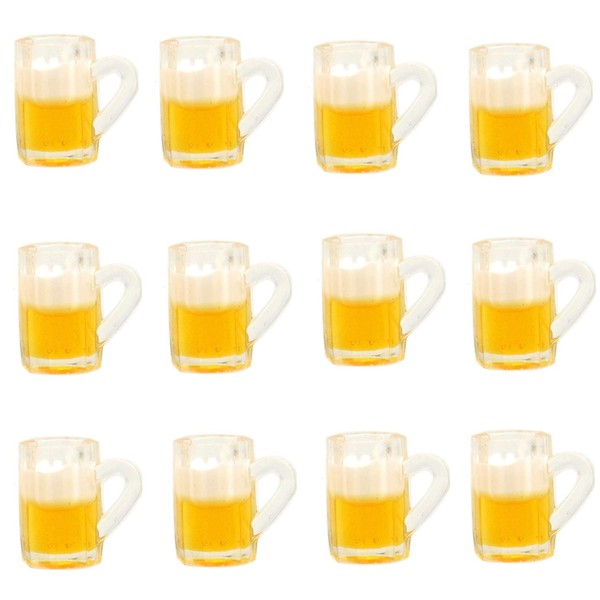 Xinhongo 12Pcs Beer Cup Dollhouse Mugs Miniature Cups Dollhouse Mug Model for Miniature Dollhouse Accessories with Realistic Looking Beer