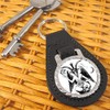 Giftshop UK Baphomet Satanic Leather Keyring, Black leather and silver