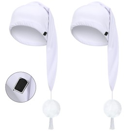 Geyoga 2 Gorras de Dormir de Noche para Hombre, Gorra Ajustable con cordón y Bola de pompón, para Uso Diario