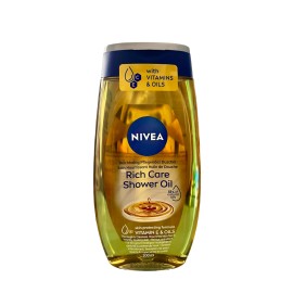 NIVEA Pampering Shower Oil 6.76 Fl Oz with Natural Oils for Dry Skin Gentle Foam