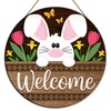 10" Happy Easter Wooden Hanging Sign - Welcome - Easter
