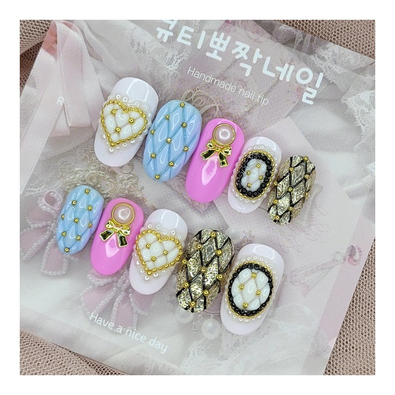 Luxury embo handmade nail tips - Oval / 럭셔리 엠보