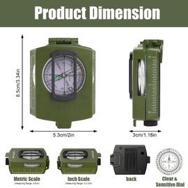Survival Compass, Military Compass, Multifunctional Compass for Hiking, Outdoor Camping, Backpacking, Emergency Survival(Colour:Army Green