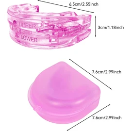 Color Azul y Rosa - Guarda dental para dormir para evitar los ronquidos. Talla única y ajustable para adaptarse a cualquier tamaño de boca. Estuche incluido. Manual de instrucciones incluido. Ayuda a respirar mejor, dormir mejor y roncar menos. Ayuda a pr