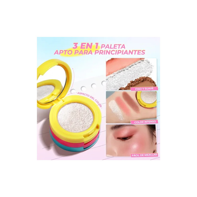 Minimeli 2pcs Kit Paleta 3en1 Rubor Iluminador Y Base Matte