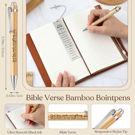 Tenare 3 Pcs Christian Gift Including Christian Notebook Bible Leather Journal Christian Ballpoint Pen Bible Verse Bookmarks for Her Him Christmas Inspirational Religious Gifts