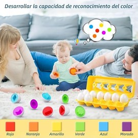 Huevos de Juguete de Forma 12PCS,Huevos a Juego para el Desarrollo de Reconocimiento de Forma,Juguetes Montessori para Niños Pequeños y Preescolares,J