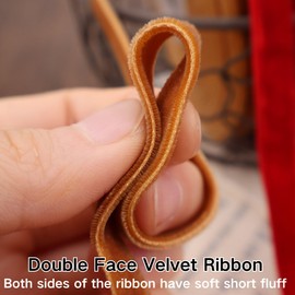 ZNZAKKA Double Face Velvet Ribbon Brown Velvet Ribbon for Gift Bouquet Wrapping Bow Making Party Christmas Decoration (5 Yards, 3/8 Inch)