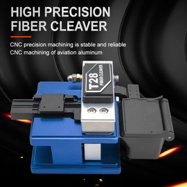 QIIRUN T28 Fiber Cleaver 24 Cleaving Spots 48000 Cleaves for Clear Cut, High Precision Fibreglass Cutter with 3-in-1 Holder and Automatic Rebound Slide Rail