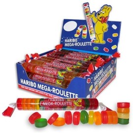Haribo Mega-Roulette Gummi Candy 24ct CASE (1.5oz Rolls)