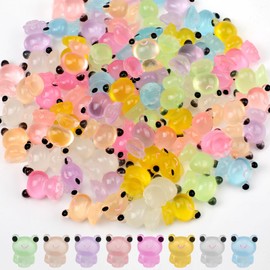 80pcs Mini Resin Luminous Frogs, Cute Multi-Color Tiny Glow in The Dark Frogs Miniature Glowing Frog Figurines Ornaments for Crafts Moss Landscape Garden Decor