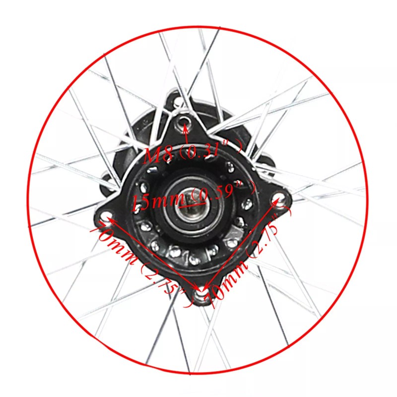 Unbranded 90/100-14'' Rear Wheel Rim Tire Brake Disc Sprocket Set